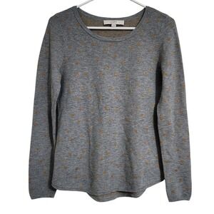 LOFT Women's Gray Sparkle Dot Long Sleeve Crew Neck Sweater Size Small  C54